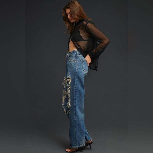 Anthropologie Pilcro The Joey High-Rise Distressed Straight Jeans Size 26 NWT - Picture 7 of 14